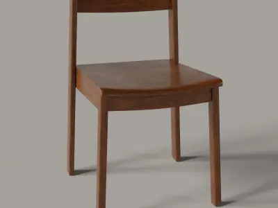 Small Stackable Wood Chair Low-poly 3D model