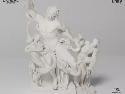 Laocoon and His Sons Sculpture VR AR Mobile-ready Game-ready Low-poly 3D model