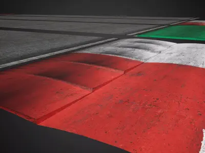  Modular Racetrack Road Meshes Low-poly 3D model