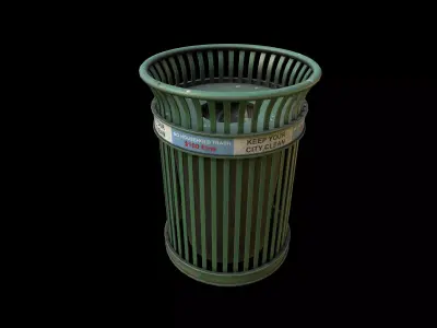 Realistic NY Trash Can Low-poly 3D model