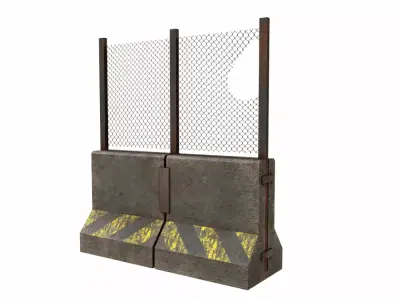 Concrete RoadBlock Barrier Barricade 3D model 9