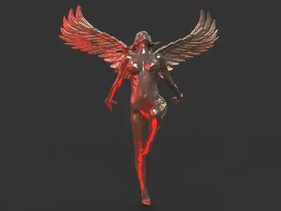 Crescent Female Angel Statue 3D model