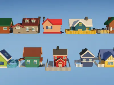 Houses - Toon Low-poly 3D model