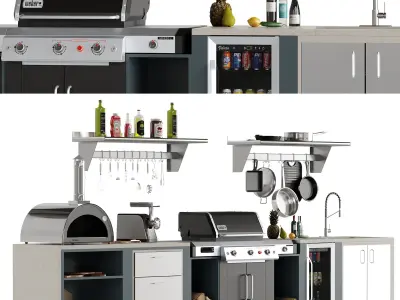 Equipment 5 Grill Tools Low-poly 3D model