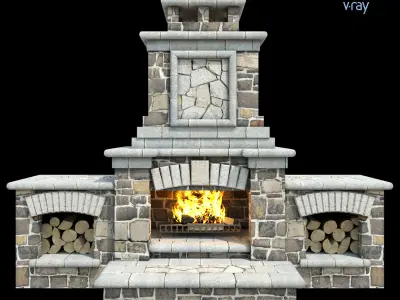 Outdoor Fireplace 012 Low-poly 3D model