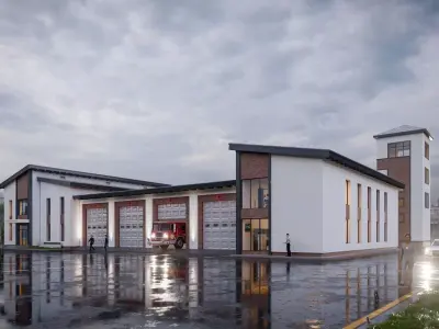 fire station Low-poly 3D model