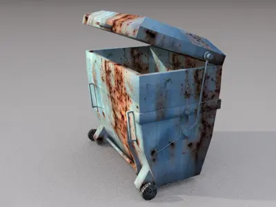 garbage container trash box Low-poly 3D model