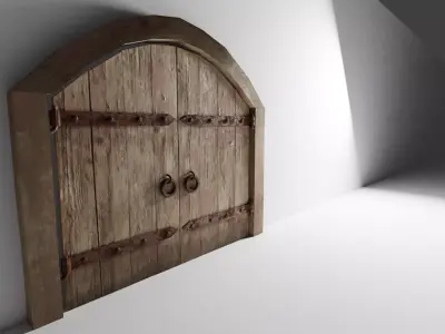 Medieval gates Low-poly 3D model