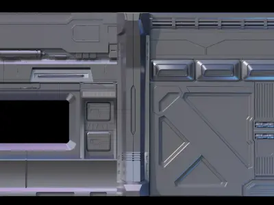 Sci-Fi panels kit Low-poly 3D model