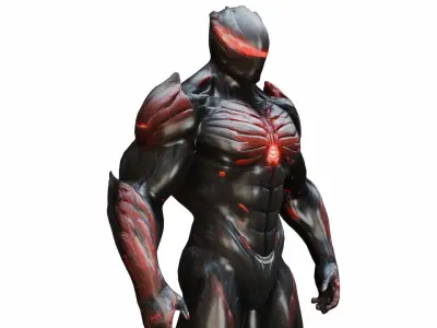Crysis Nanosuit 3D Model - Muscular Black Red Glowing Veins  Low-poly 3D model
