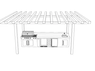 Outdoor Kitchen Low-poly 3D model