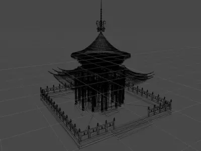 RoundPavilionRoofPalace chinese pagoda 3D model