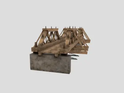 Wooden Bridge Low-poly 3D model