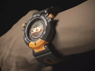 Futuristic EM2 Wrist Watch PBR  Low-poly 3D model