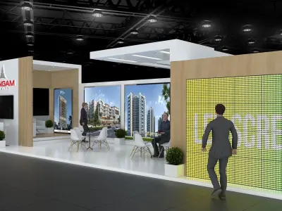 Exhibition Stand Stall Two Side Open 15X5 3D model