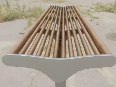 Bench 5 Low-Poly Wood Steel Mixed Version Low-poly 3D model