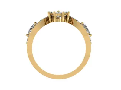 Ring007 diamond flower ring gold 3D print model