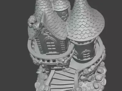 Fantasy Castle House Tower Miniature with Storybook Details 3D print model