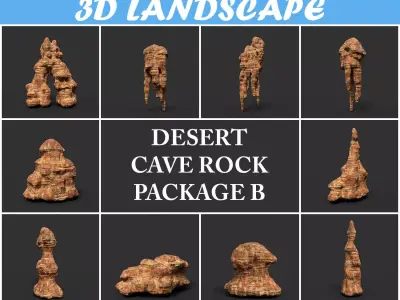 Low poly Mossy Cave Modular Column Pack Low-poly 3D model