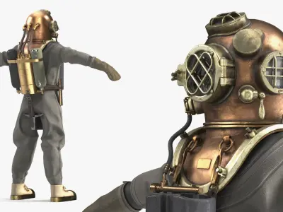  Vintage Diving Dress with Air Tank T Pose Brass 