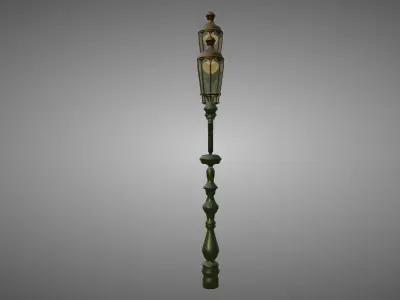 Lampost street lamp with three candle holders 3D model