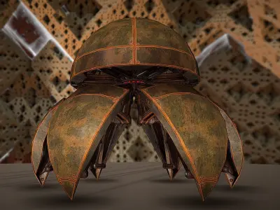 Hydraulic Sphere Bot - Rusty Version Low-poly 3D model