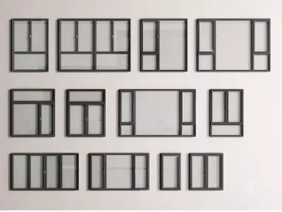 modern windows glass Sliding Architecture 3D model 15