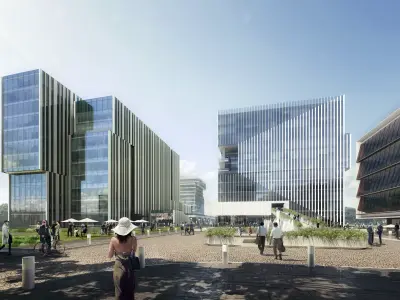 Modern Waterfront Business District Masterplan 3D model