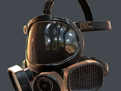 Gas mask helmet 3d model scifi Low-poly  Low-poly 3D model