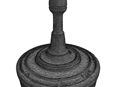 Distressed Retro SciFi Spinning Top Low-poly 3D model