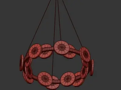 TRACY chandelier with gold and circles 3D model