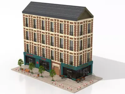 Residential Block Low-poly 3D model