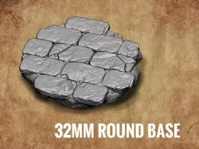 miniature base 32mm stone brick 3D model