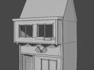 Medieval house Low-poly 3D model 45