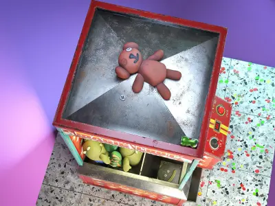 Teddies claw machine Low-poly 3D model