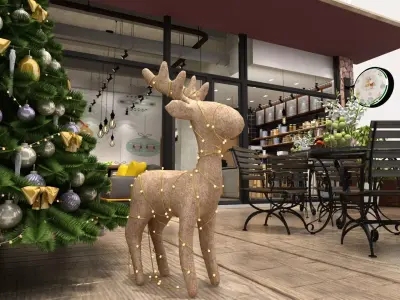 Resturaunt with Christmas Decoration 3D model