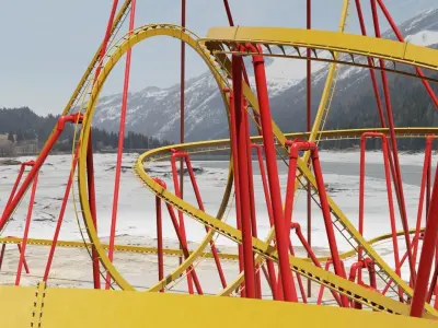 Rollercoaster Low-poly 3D model
