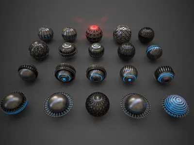 Sci-Fi Sphere Collection Metal One Low-poly 3D model
