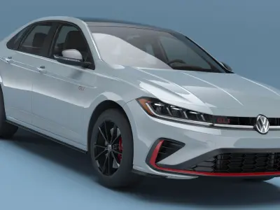  2025 Volkswagen Sedan Jetta GLI Vehicle Light Gray Rigged for Cinema 4D 