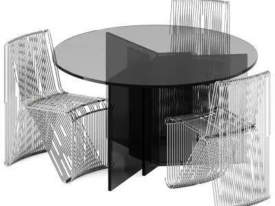 THRIM Piano Table by Tonelli and Glitch Chair by Nama Home 3D model