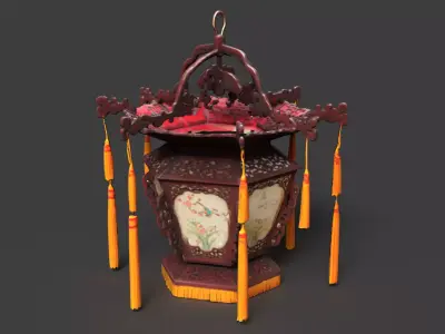 Chinese Palace Lantern  Low-poly 3D model 5