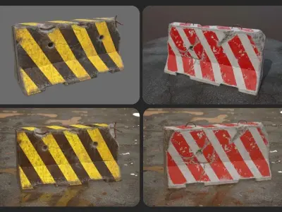 TWO CONCRETE BARRIER Low-poly 3D model purchase