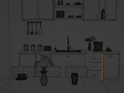 3D Kitchen Interior Free 3D model