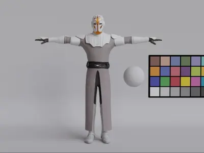 Jedi Temple Guard Rigged 3D Asset And High Quality Lightsaber 3D model
