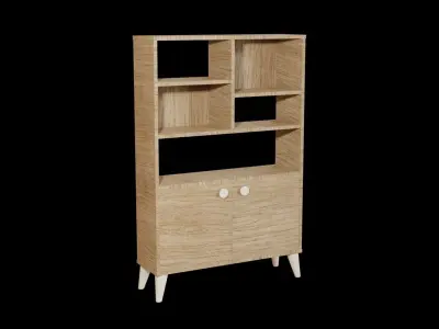 Wooden Cabinet Free low-poly 3D model