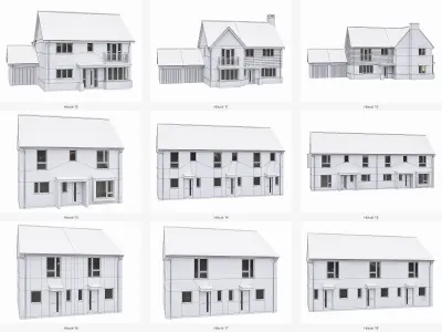 Neighborhood Houses Collection  - 36 Pack  Low-poly 3D model