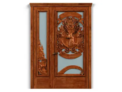 Door0060 carved wooden door 3D model