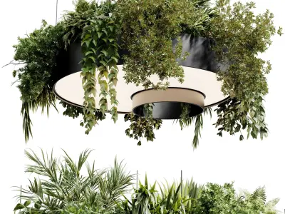 circle pot light pendant - plant light hanging 23 Free 3D model
