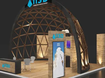 Exhibition Stand Stall Two Side Open 7X7 3D model