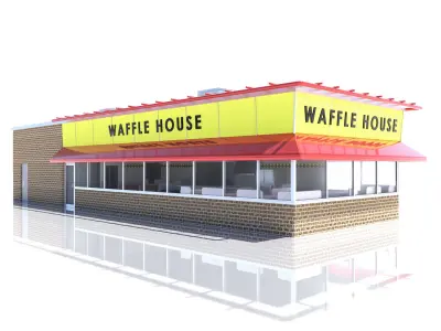 Waffle House with Parking Lot 3D model